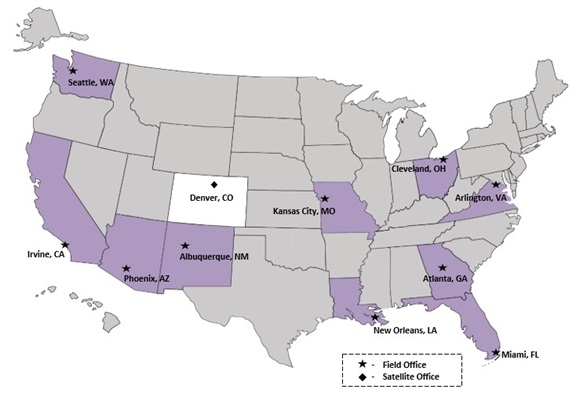 MAP OF OMHA OFFICE LOCATIONS