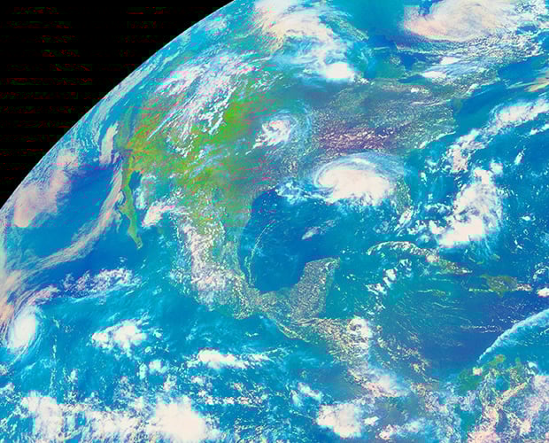 North and South America pictured from space